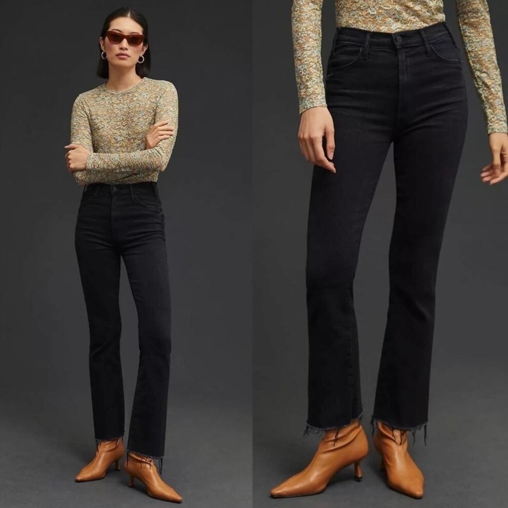 Mother Denim Hustler Ankle Fray Jeans, Black Not Guilty Wash Sz 27